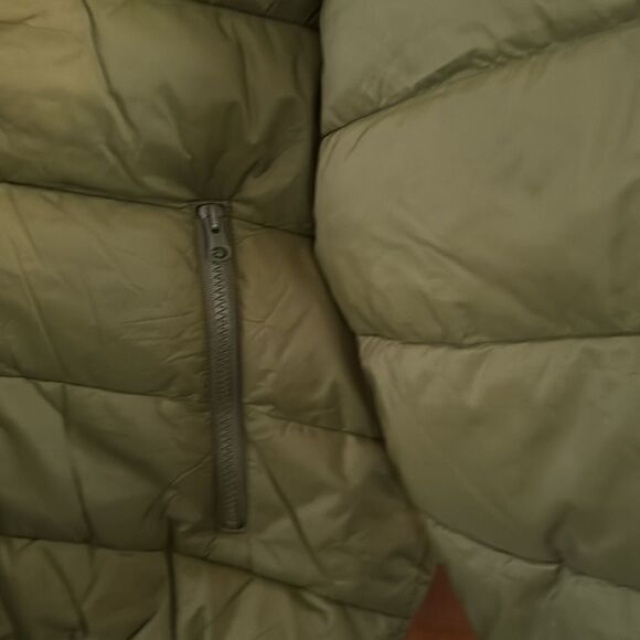 Green Puffer Jacket Mens Large Zip Pockets - Picture 3 of 4